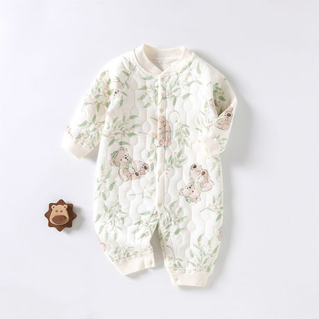 Baby clothes autumn and winter cute printed warm and soft cotton jumpsuit