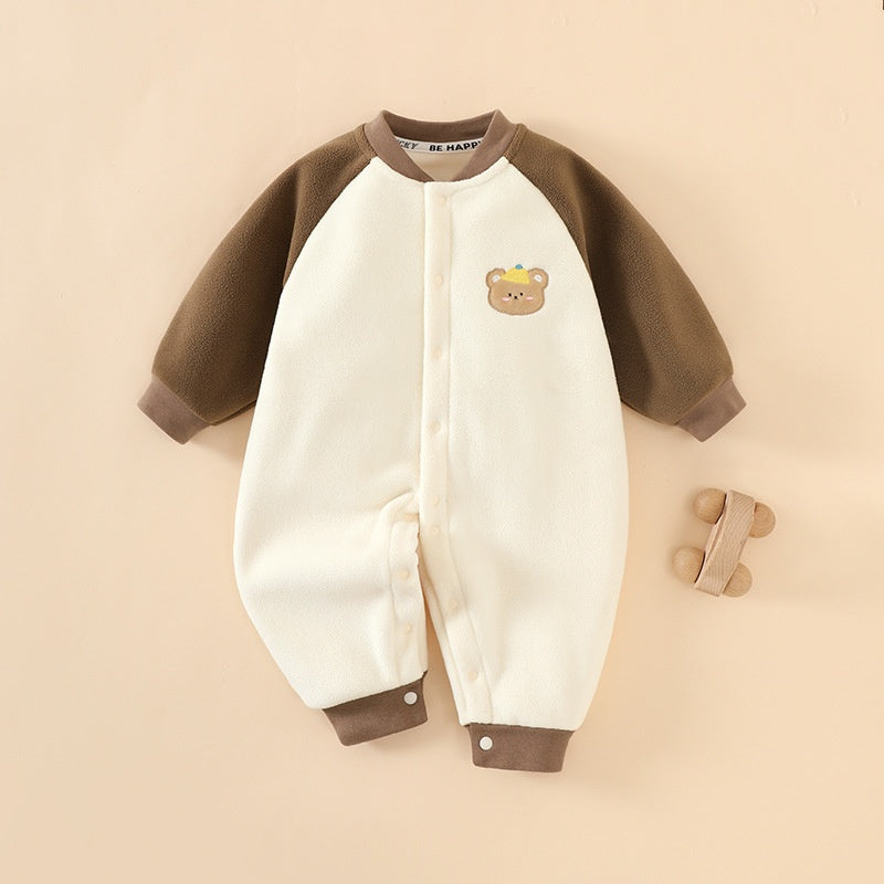 Baby onesie warm autumn and winter austro-grain fleece outdoor clothing thickened