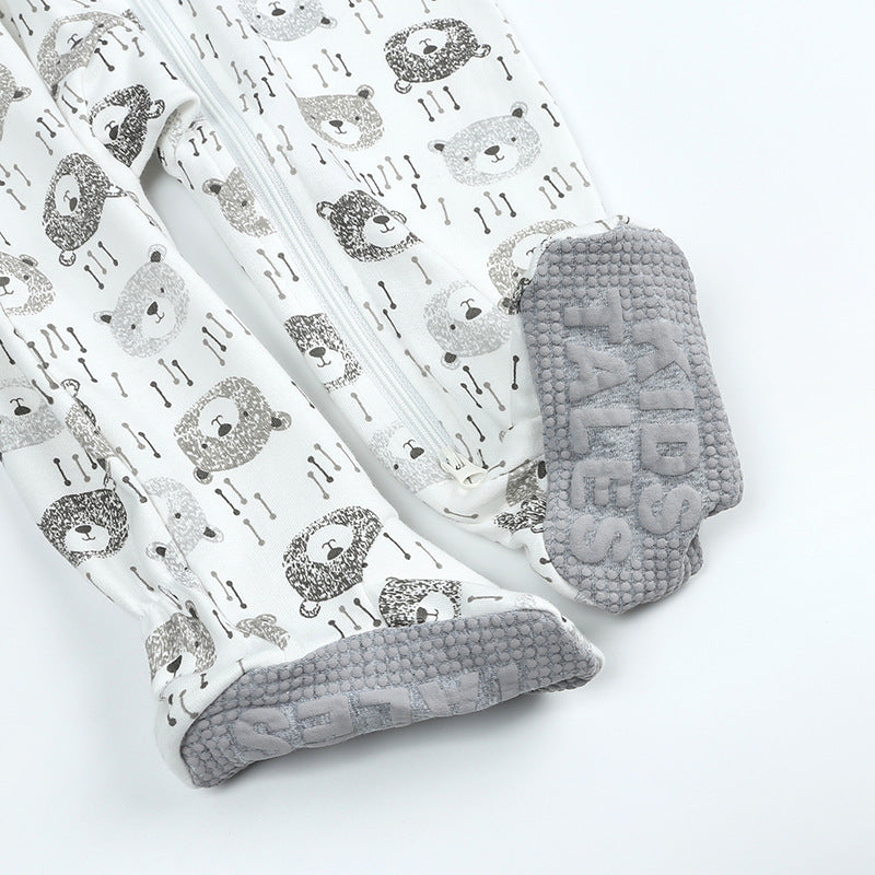 Baby Romper Bear Cotton Baby Footwear Zipper Non-Slip Newborn Baby Romper Infant Clothes Bodysuit