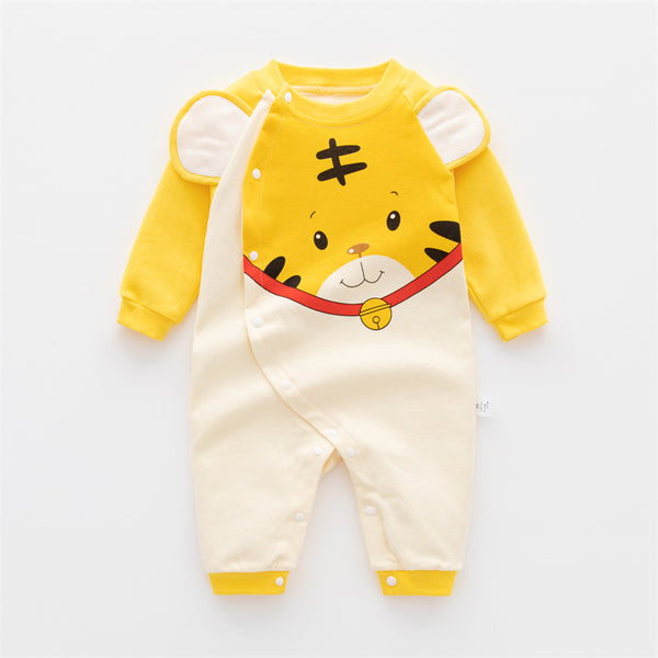 Organic Tiger Printed Cotton Baby Romper for Spring and Autumn