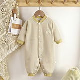 Baby autumn and winter velvet striped warm pajamas long sleeve crawling suit