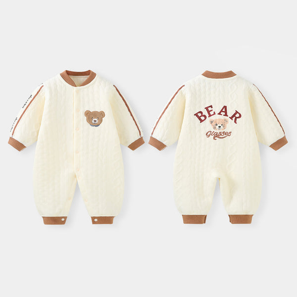 Unisex jumpsuit Spring and Autumn air clamp thin cotton warm baby clothing Bear