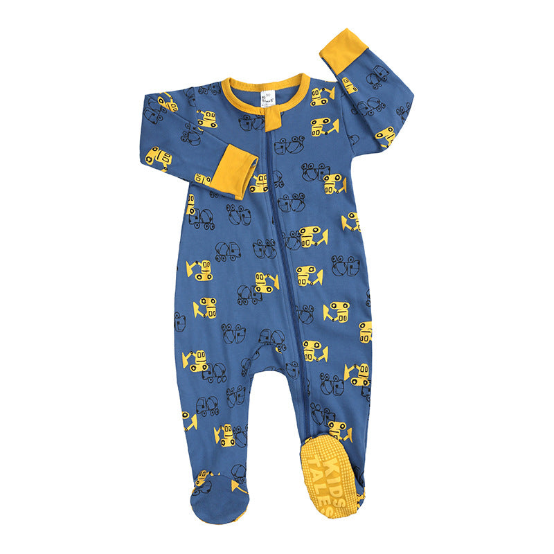 Baby Romper Cartoon Cotton Baby Footwear Zipper Non-Slip Newborn Baby Romper Infant Clothes Bodysuit