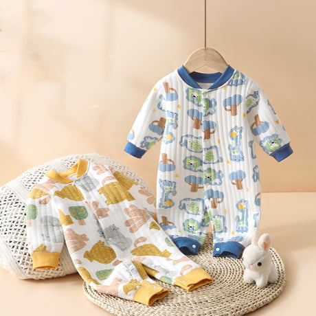 Newborn onesie autumn and winter cotton warm climbing clothes for boys and girls babies out long-sleeved clothes