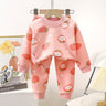 Strawberry Printed Velvet Warm Pajama Set for Infants