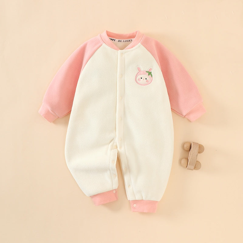 Baby onesie warm autumn and winter austro-grain fleece outdoor clothing thickened