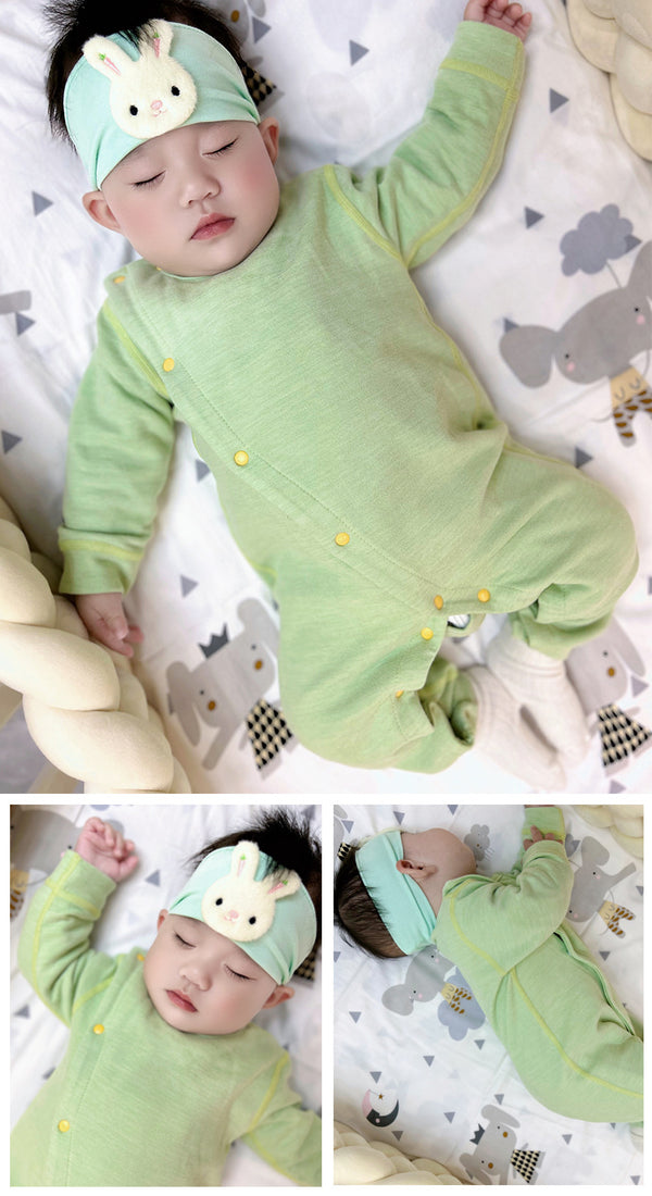 Baby spring and autumn knitted velvet side open long sleeve onesie double-sided woolen warm pajamas