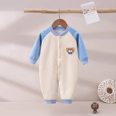 New winter baby fleece button onesie mens and womens baby comfortable outside clothes pajamas crawling clothes