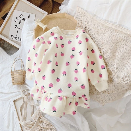 Girls spring and autumn new long-sleeved one-piece polka dot pod skirt