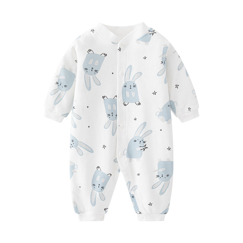 Baby Blue Bunny Jumpsuit, Long Sleeve Footless Air-Conditioned Outfit Jumpsuit