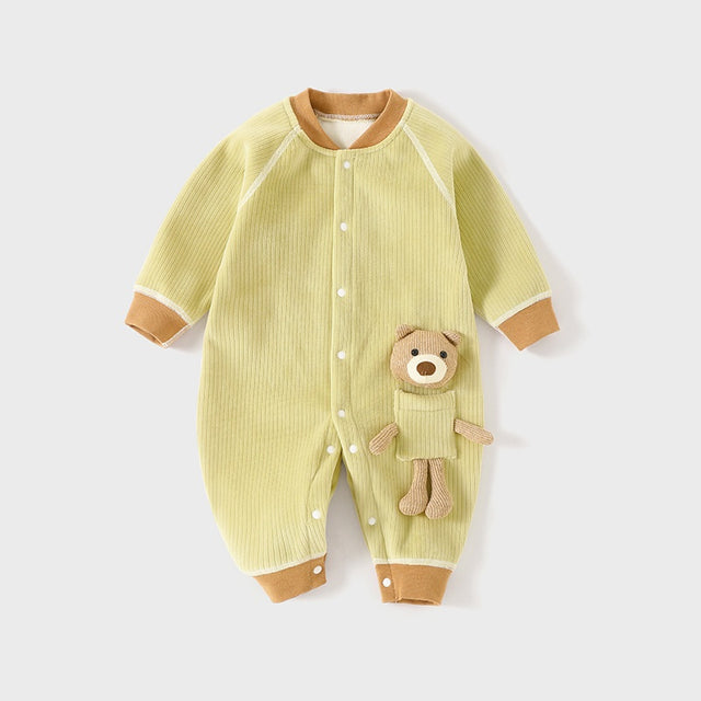 Baby onesie موسم بہار اور خزاں کے لباس نوزائیدہ کرسٹل اونی ریچھ سپر پیارا ہا لباس رینگنے والا سوٹ