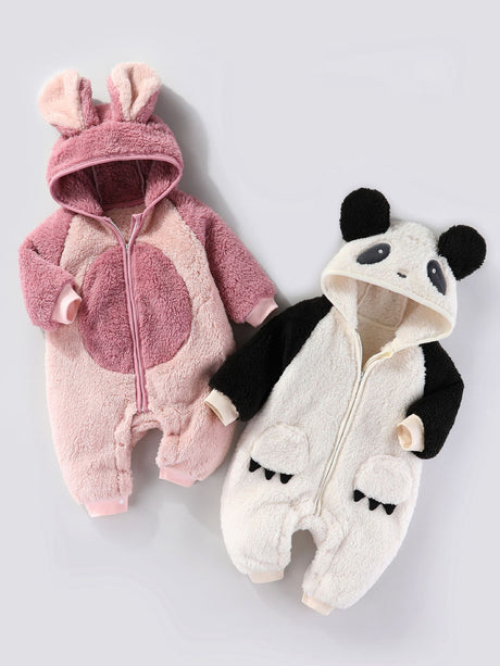 Winter Plush Animal Insulation Cotton-padded baby rompers