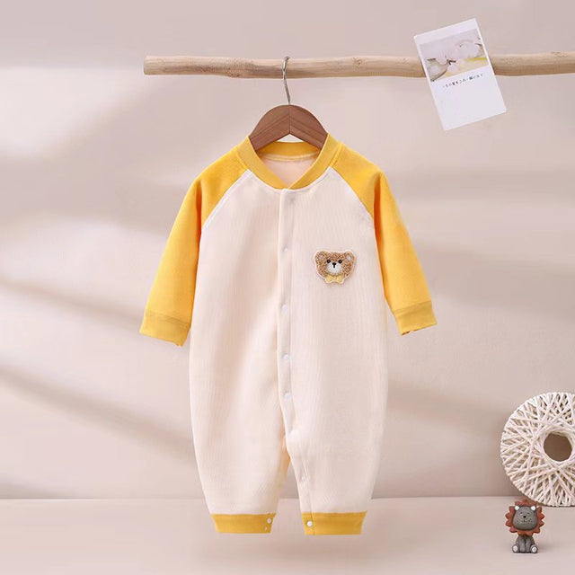 New winter baby fleece button onesie mens and womens baby comfortable outside clothes pajamas crawling clothes