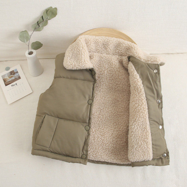 Fleece-Lined Cotton Vest for Winter