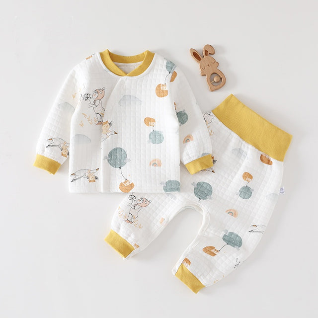 Baby warm set with cotton winter coat boneless split free baby clothes two-piece set