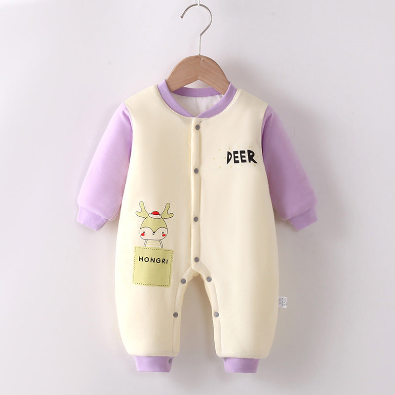 Winter cotton unisex baby comfort cartoon thickened warm one-piece padded Romper