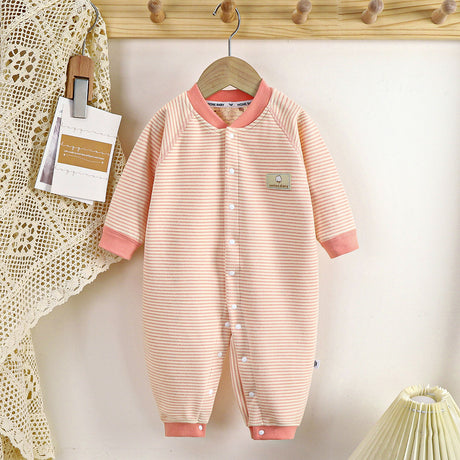 Baby autumn and winter velvet striped warm pajamas long sleeve crawling suit