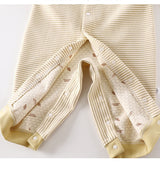 Baby autumn and winter velvet striped warm pajamas long sleeve crawling suit