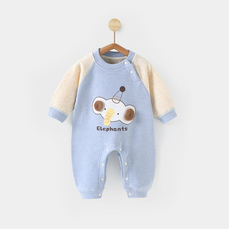 Baby spring and winter velvet and velvet cartoon elephant warm thick onesie