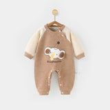 Baby spring and winter velvet and velvet cartoon elephant warm thick onesie