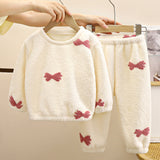 Childrens autumn and winter warm fleece and thick pajamas set