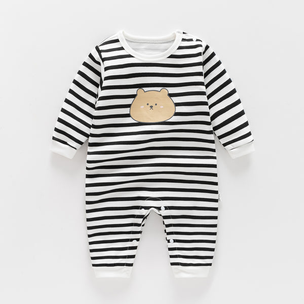 Organic Striped Printed Cotton Baby Romper for Spring and Autumn