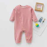 Baby spring and autumn knitted velvet side open long sleeve onesie double-sided woolen warm pajamas