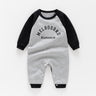 Baby Boy/Girl Letter Print Block Color Fluff Long Sleeve Pullover Romper