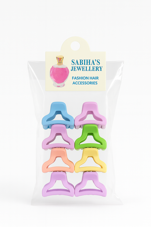 Pastel Mini Claw Hair Clips – Colorful Matte Set (6pcs)