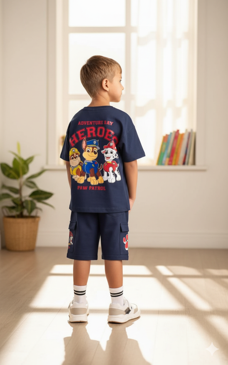 Paw Patrol Heroes Print Cotton T-Shirt & Shorts Set for Boys