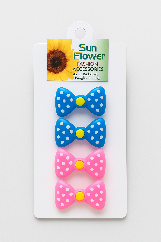 Polka Dot Bow Hair Clip Set – 4 Pieces