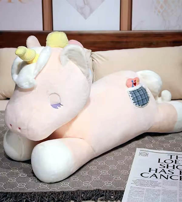 24-inch Unicorn Stuffed Plush Toy - Premium Washable Pink & White Unicorn Plushie for Girls (A-11A)
