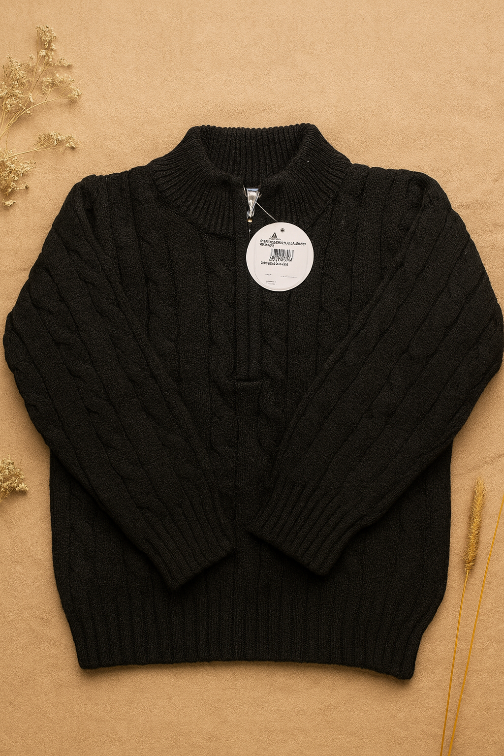 Sweater front zip black infant