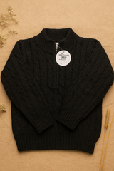 Sweater front zip black infant