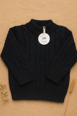 Sweater front zip navy infant