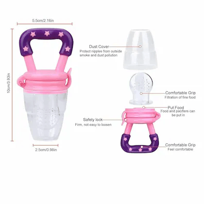 Baby Fruit Pacifier With Anti-Leak - Pink & Purple
