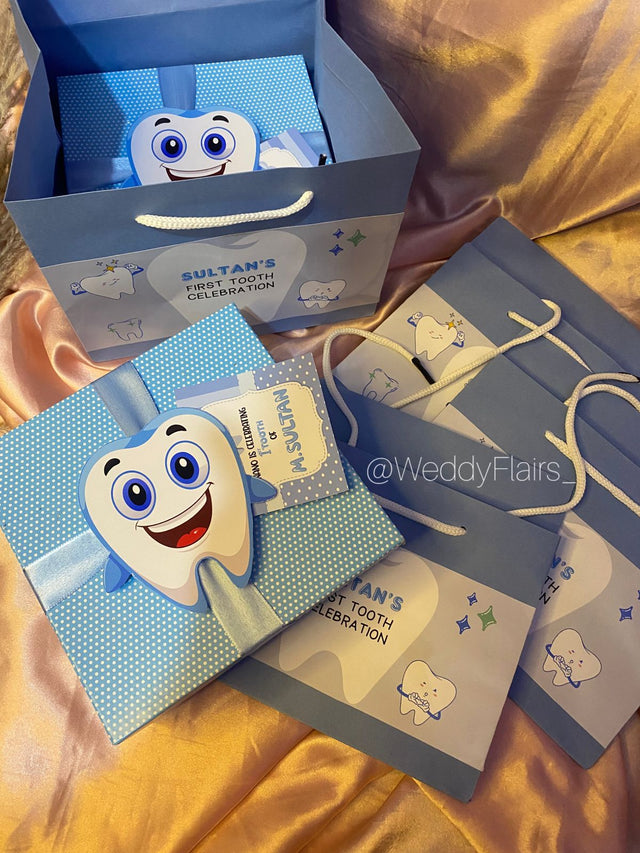 Smiley Tooth First Tooth Celebration Box - With Bag