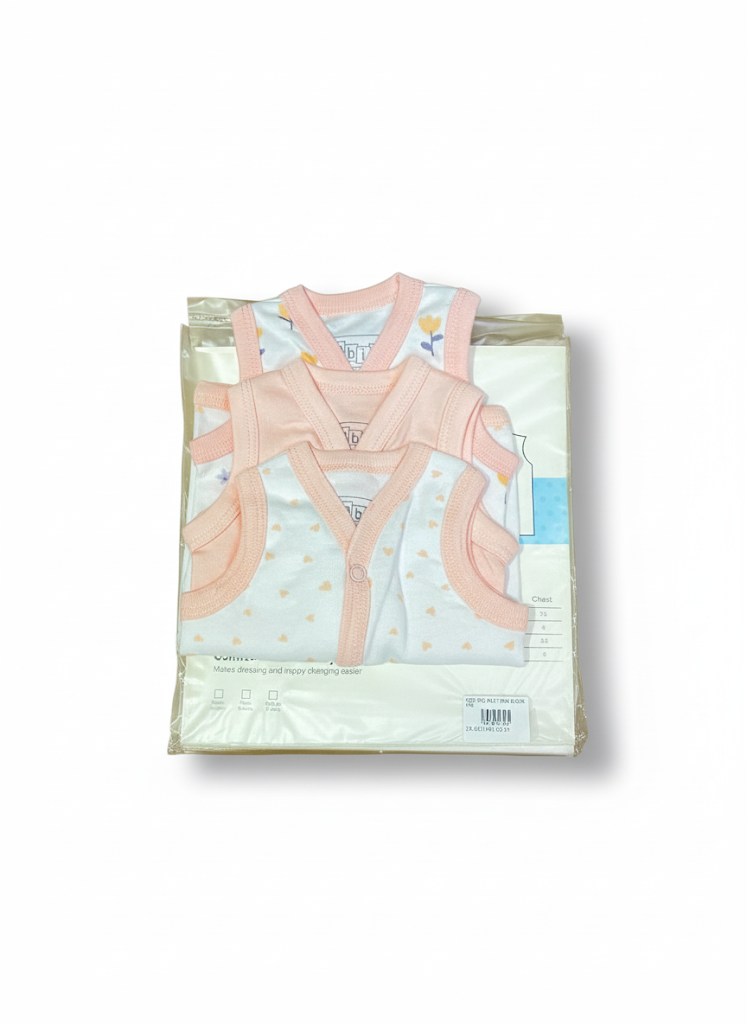 Vest Pk3 Nb Lt Pink Blooming