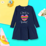 Full Sleeves Baby Printed Frocks I Love My Daddy -Navy Blue