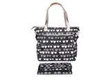 Black & White Scallop Diaper Tote with Gold Handles