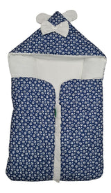 Baby Carry Nest Blue Paw Print with Bow Hood
