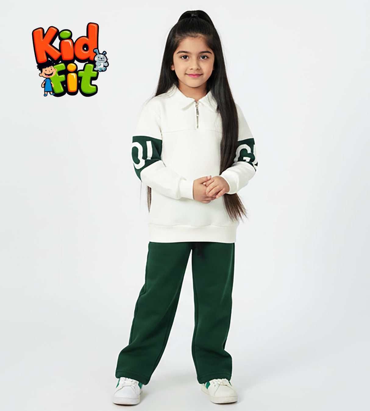 Green & White Comfort Kids Tracksuit