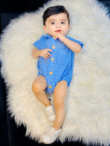 Blue Check Baby Romper