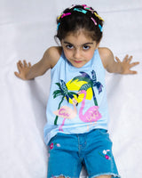 Duck Hang out Summer-Printed Sandos- Light Blue