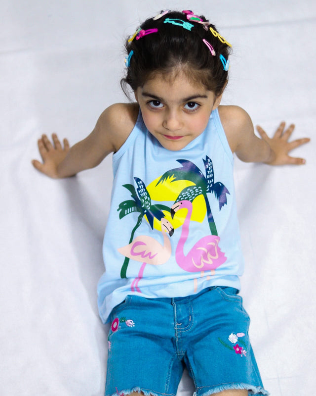 Duck Hang out Summer-Printed Sandos- Light Blue
