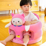 Pink Cat Plush Baby Sit-Up Chair – Soft Support Floor Seat