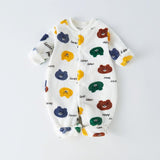 Autumn Plush Thicken Baby Home Suit Jumpsuit Cartoon Bear Dinosaur Boy Girl Infant Climbing Romper Newborn Kids Sleepwear - MomYom PK