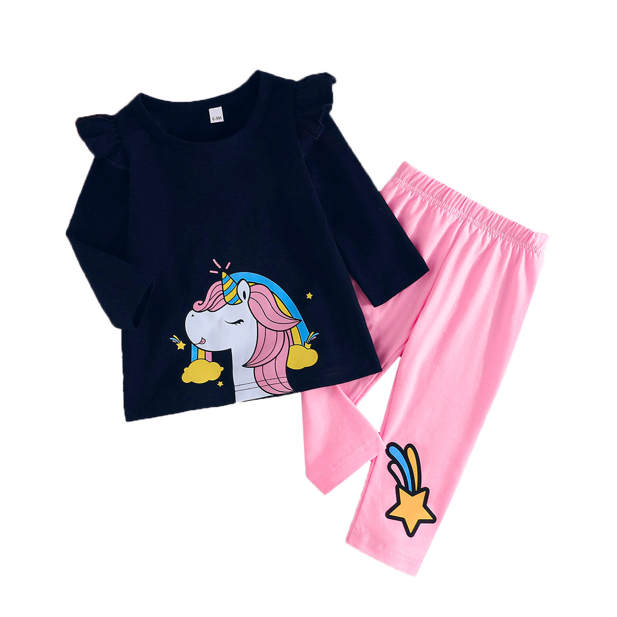 Unicorn Lotus Leaf Girl's Top & Pants Set