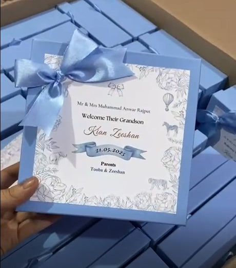 Floral Baby Birth Announcement Box With Bag