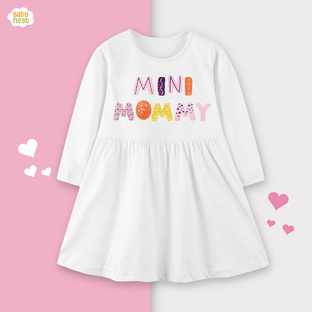 Full Sleeves Baby Printed Frocks - Mini Mommy - BNBPF-67-D2 - White